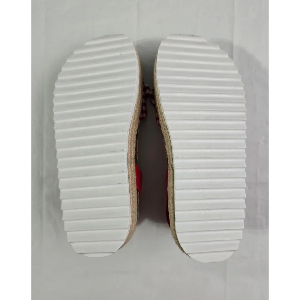 Sonoma Xandera Girls Red Gingham Bow Espadrille Platform Sandals Size 3 NEW